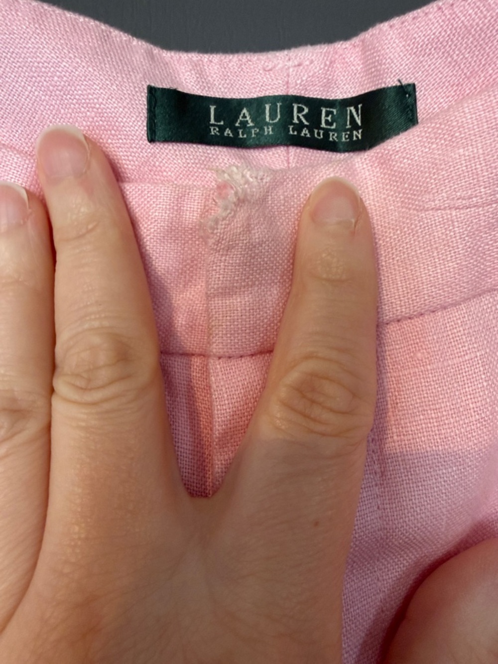 Ralph Lauren Pink Linen Straight Pants - Picture 3 of 4